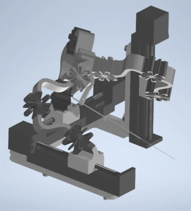 Vlastní CAD model paralelního mikromanipulátoru Tripteron